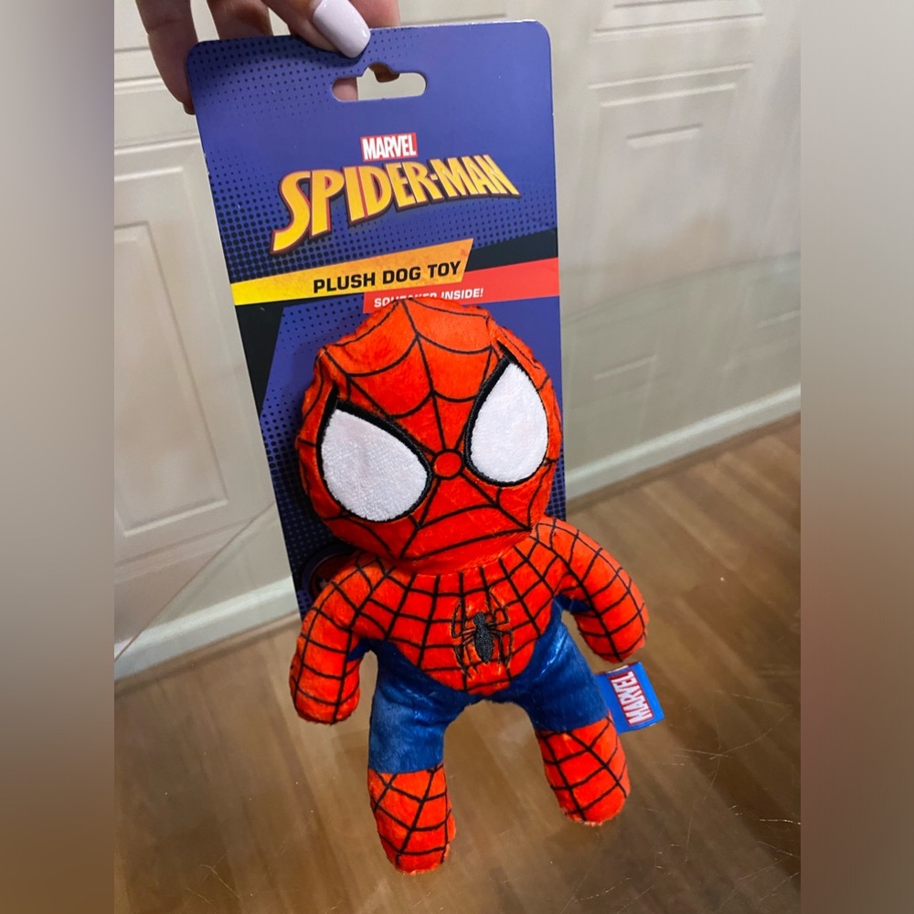 - Brand New Marvel Spider Man Dog Toy 8” With Clinker & Squeaker